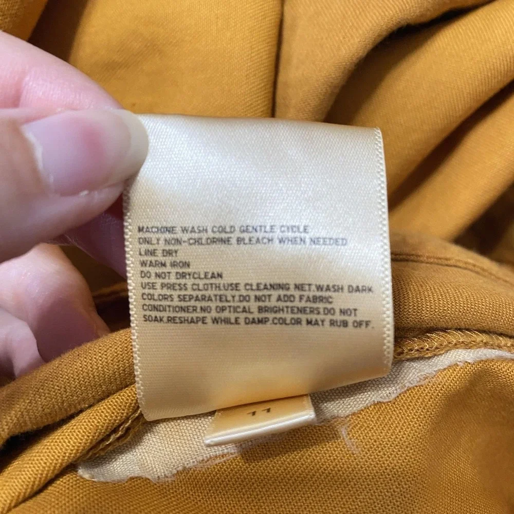 Uniqlo U Dress Womens Small Orange Denim Long Sleeve Drawstring Cotton Pockets